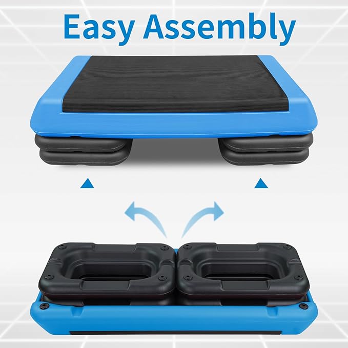 4''-6''-8''Adjustable Aerobic Stepper w/4 Risers Health Workout Step Platform for Sports & Fitness