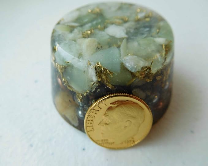 Jade Orgone Generator Energy Accumulator 528Hz/7.83Hz/Advance Harmonics Many Beautiful Ingredients and Colors! (Jade)