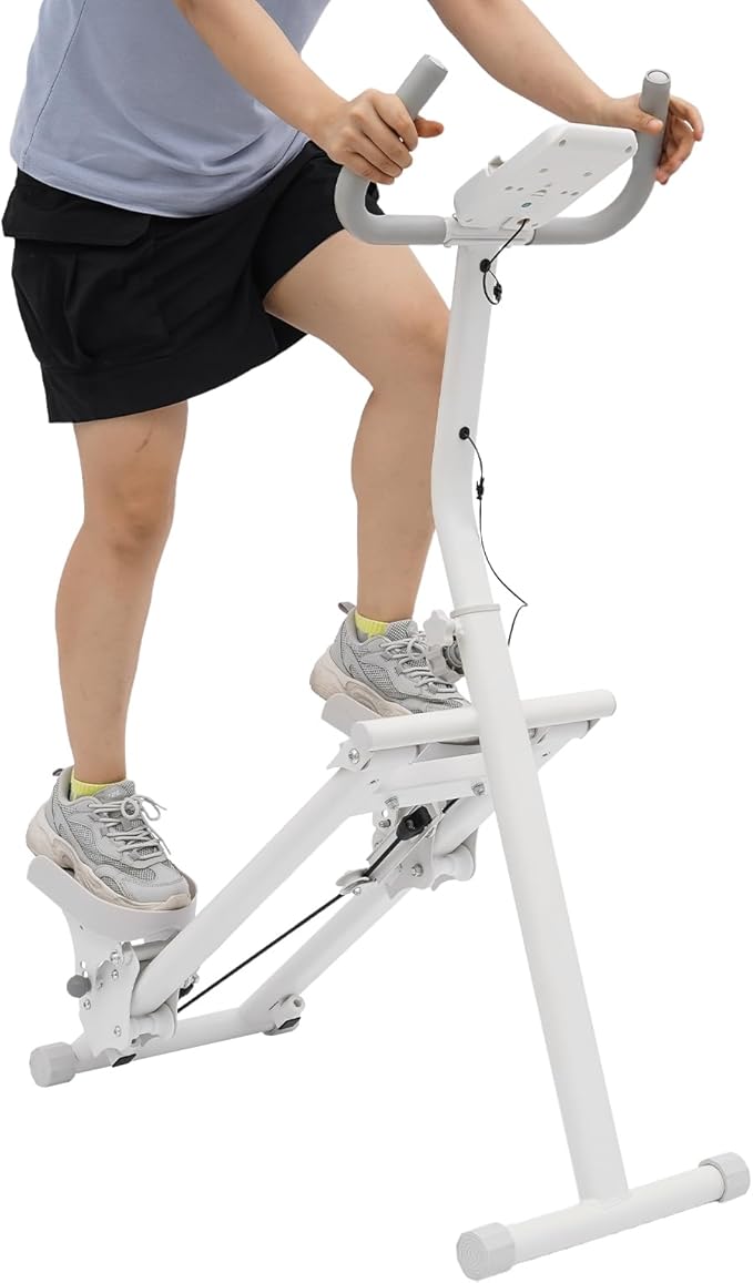 DYRABREST Foldable Stair Stepper Machine with Resistance Bands, 3-Level Vertical Climber with Digital Monitor, 264 lbs Capacity Home Cardio Workout Equipment for Small Spaces (White)