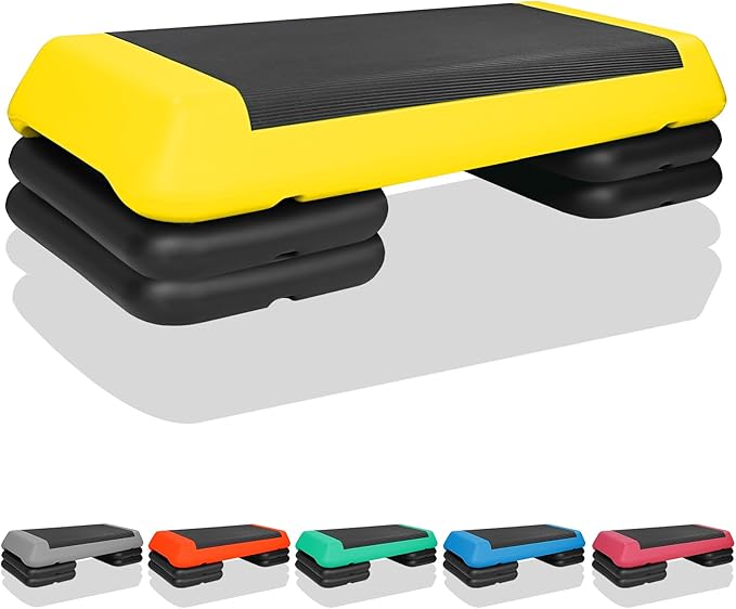 4''-6''-8''Adjustable Aerobic Stepper w/4 Risers Health Workout Step Platform for Sports & Fitness