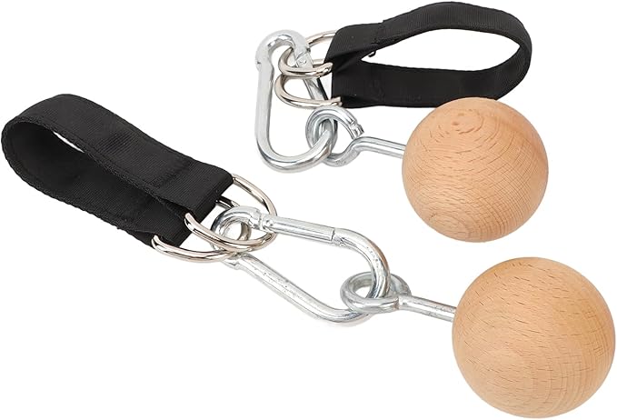 VGEBY Pull Up Ball Grip, 1 Pair Anti Slip Beech Wood Climbing Ball Hold Grip with Strap Grip Strengtheners for Strength Training Fitness Strength Training Devices