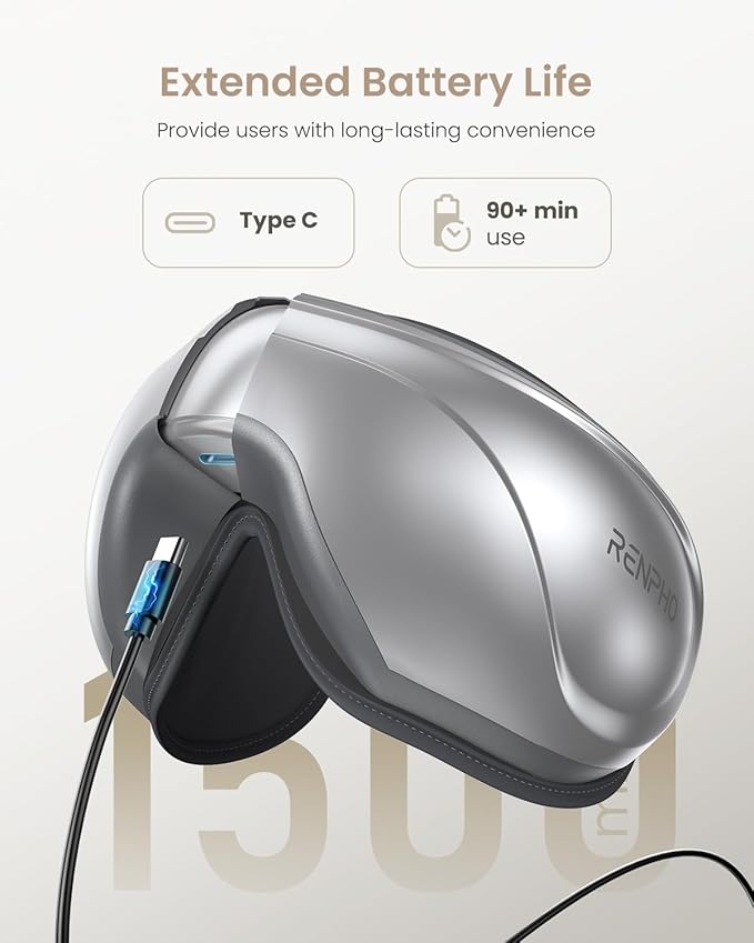 RENPHO Eye Massager with Heat and Cooling, Mothers Day Birthday Gifts for Mom Dad Women Men Heated Eye Mask for Migraine Relief Reduce Strain Improve Sleep Eyeris 2