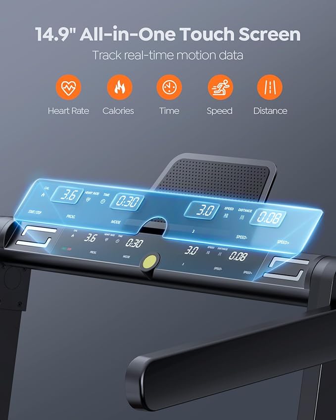 Foldable Treadmill with 0-15% Incline and Handle Bar, 2.5HP Treadmills for Home, Under Desk Treadmill with 300LBS Capacity, Walking Pad with Speaker, APP/Remote Control