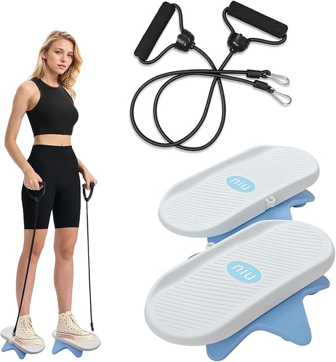 Ab Twister Board for Exercise with Cord Twist Waist Machine Waist Trainer Workout Equipment for Women Belly Fat Workout Equipment Full Body Toning Home Gym (Blue)