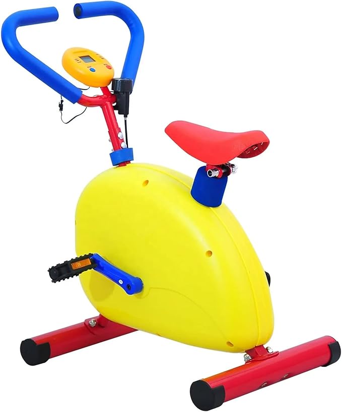 Kids Fitness Exercise Bike Equipment, Childrens Exercise Bike with Adjustable Seat, Kids Stationary Bike Workout Equipment, Gift for Boys Girls