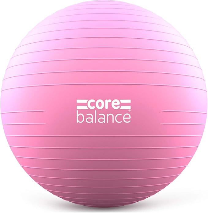 Core Balance Exercise Ball, Stability Ball for Yoga, Pilates and Fitness, Gym Ball for Home Gym and Office Chair, Training, Physical Therapy, Anti Burst, Pump Included, 55cm 65cm 75cm 85cm