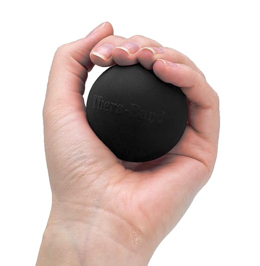 THERABAND Hand Exerciser, Ball For Hand, Wrist, Finger, Forearm, Grip Strengthening & Therapy, Squeeze Ball to Increase Hand Flexibility & Relieve Joint Pain, Black, Extra Firm