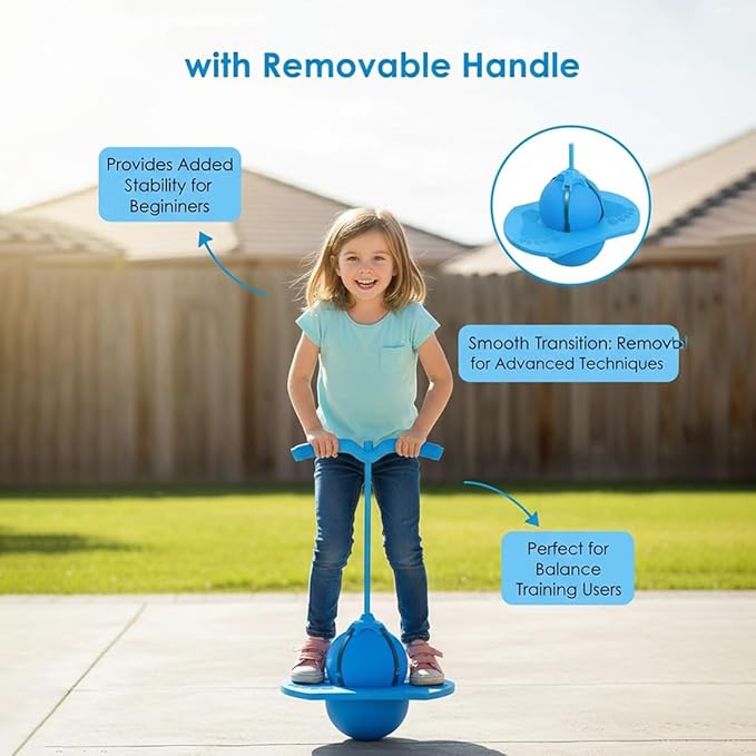Balance Jumping Ball, 2026 Upgraded Jumping Hopping Ball with Handle and Pump, High Jump Toy Bounce Jump Trick Board for Beginners and Adults