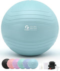 Gruper Yoga Ball, Extra Thick Exercise Ball for Workout Pregnancy Stability - 4 Sizes Anti Burst Balance Ball for Yoga, Pilates, Fitness, Birthing, Physical Therapy - Includes Pump