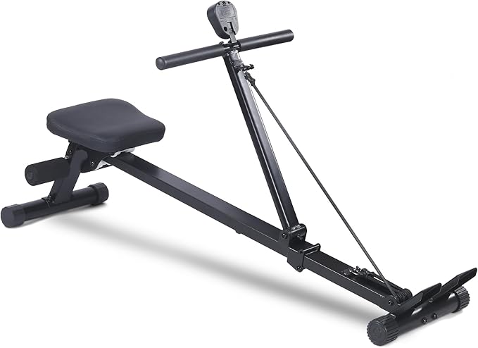 Rowing Machine for Home Use, Compact Rower Machine with LCD Display, 276 LB Capacity Heavy Duty Home Gym Equipment, Space-Saving Design, Perfect for Full Body Workout, Black