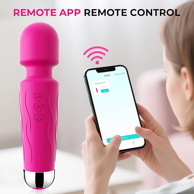 Handheld Personal Small Massager with APP–Waterproof, USB Rechargeable, 20 Vibration Patterns, 8 Speeds,Red