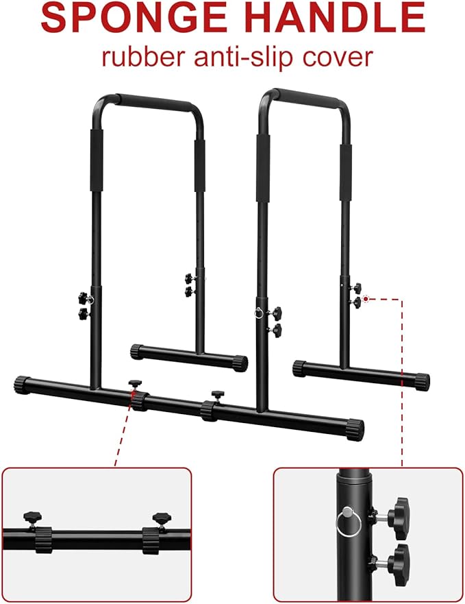 Dip Bars L-Sits Parallel Bars Adjustable Strength Training Fitness Dip Stand for Home Gym, Functional Full Body Exercise for Tricep Dips