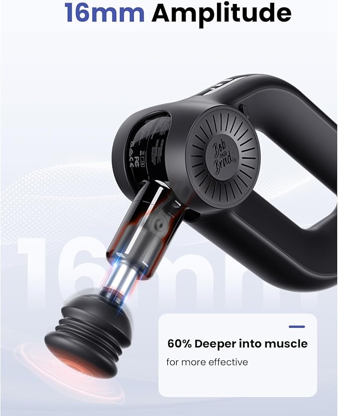 BOB AND BRAD D6 Pro Massage Gun Deep Tissue Percussion with 16mm Amplitude 85lbs Stall Force, FSA Eligible & HSA Approved Professional Muscle Massager for Athletes, Quiet Electric Back Massager