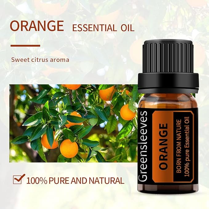 GREENSLEEVES Rose Orange Essential Oil Set, 2 x 10ml Pure Plant-Based Fragrance Oil for Aromatherapy, Essential Oils for Diffuser, Massage, Bath Bomb, Scented Candle Soap Making