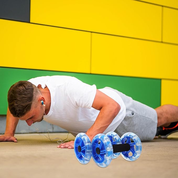 Twin-wheel Fitness Ab Roller Core Exercise Wheel Blue for Abdominal Strengthening and Weight Loss Training at Home