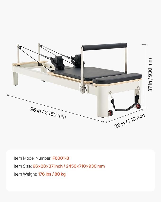 VEVOR Pilates Reformer Machine, Pilates Workout Equipment for Home Gym Studio Use, Pilates Reformer with Sitting Box and Jumpboard，fit for Beginners & Advanced Users