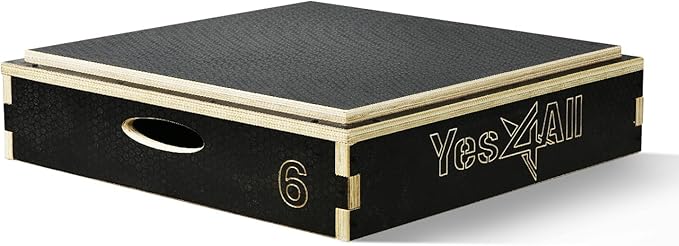Yes4All 3 in 1 Wooden Plyo Box, Plyometric Box Platform for Jump Training, Jump Boxes for Home Gym Exercise and Outdoor Workout