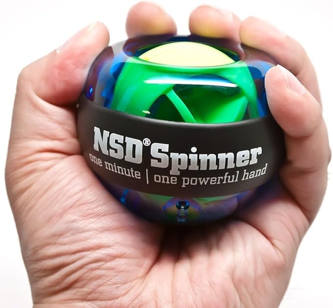 NSD Essential Crystal Spinner Gyro Ball | Grip Strengthener for Forearms, Wrist & Hands | String Start Design, Up to 18,000 RPM | Portable Wrist Trainer & Workout Equipment | Ideal for Desk Workers, Athletes & Musicians