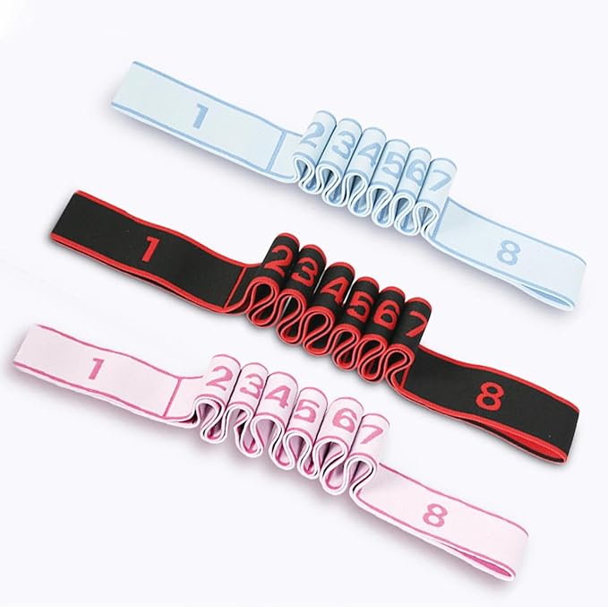 Fitness Resistance Band for Stretching and Yoga, Number Stretch Resistance Band with Clear Markings, 8/10-Section Elastic Training Bands for Yoga, Stretching, Pilates, Fitness