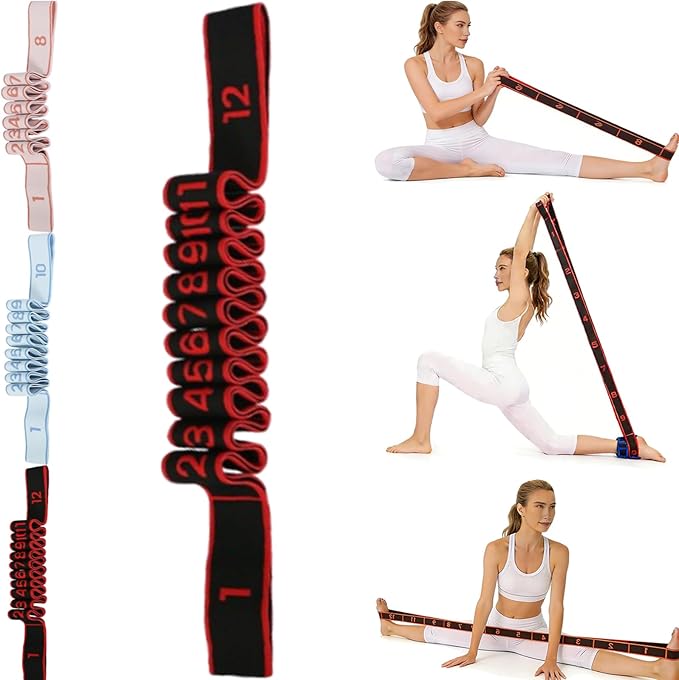 Fitness Resistance Band for Stretching and Yoga, Number Stretch Resistance Band with Clear Markings, 8,10,12-Section Elastic Training Bands for Stretching, Yoga, Pilates