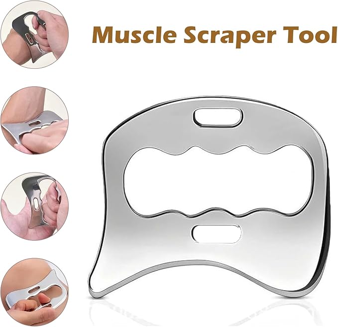 Muscle Scraper Tool Stainless Steel Body Gua Sha Set Scraping Tool Physical Therapy Suitable for Face,Back, Abdome,Legs, Arms,Neck,Shoulder