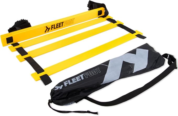 Crown Sporting Goods Fleetfoot Speed & Agility Training Ladder – 6, 10, 16, or 20 Rung Rope Equipment for Athletic Footwork & Sports Drills