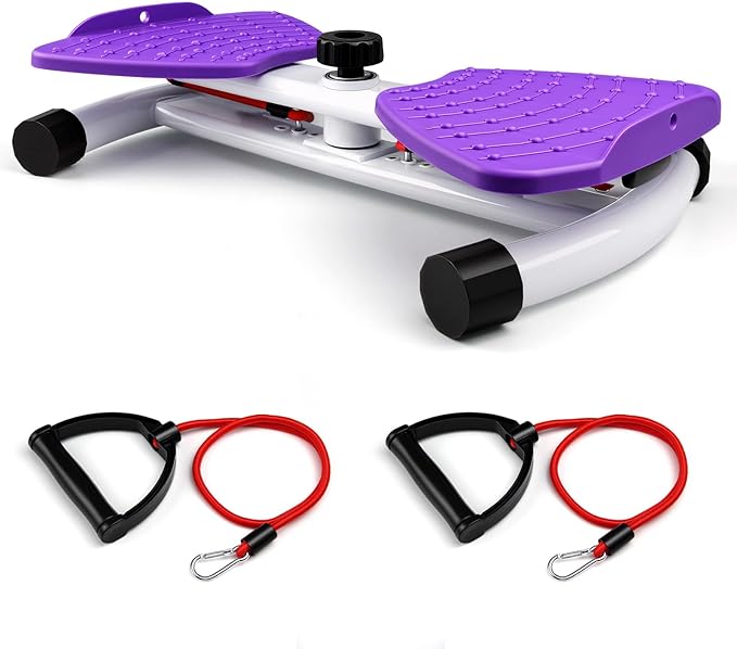 Waist Twister Machine with 300 lbs Weight Capacity, Abs Workout for Slim Waist and Core Ab Exercise, Noiseless Home Gym Exercise Equipment for Women Men, Pink and Purple
