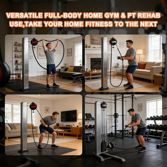 Endless Rope Trainer, Cable Machine for Home Gym, Features Adjustable Pulley and Resistance for Full Body and Upper Extremity Conditioning