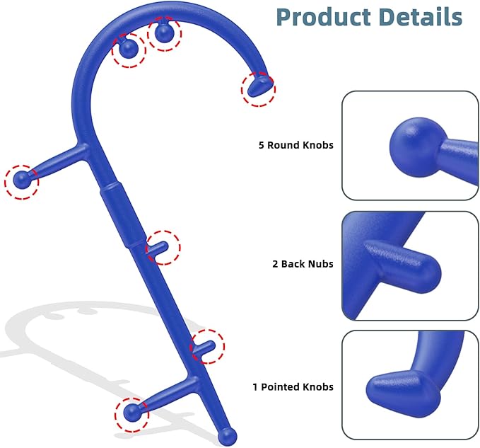 KEINE MARKE Massage Trigger Point Cane Body Deep Tissue Handheld Back, Neck, Shoulder, Leg and Feet Massager Rod, Muscle Release Tool Self Massage Hook Cane for Women & Men (Upgraded Blue)