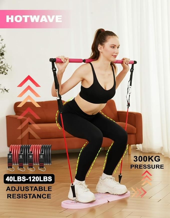 HOTWAVE Portable Exercise Equipment with 16 Gym Accessories,20 in 1 Push Up Board Fitness,Resistance Bands with Ab Roller Wheel,at Home Workout for Men