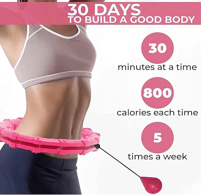 24 Knots Pink Weighted Infinity Fitness Hoop for Adult Weight Loss Exercise Fit Hoop Suitable for Women and Beginners Smart Hula Hoop 24 Detachable Knots Weighted Fitness Hoops