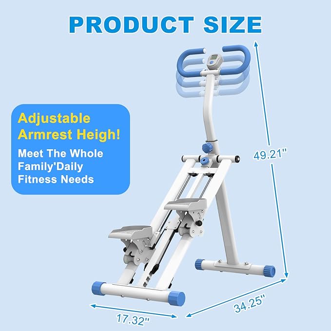 Stair Stepper for Home Gym, Foldable Full Body Exercise Climbing Machines, Vertical Climber Workout Machine with Resistance & Adjustable Handles, Frame Stable
