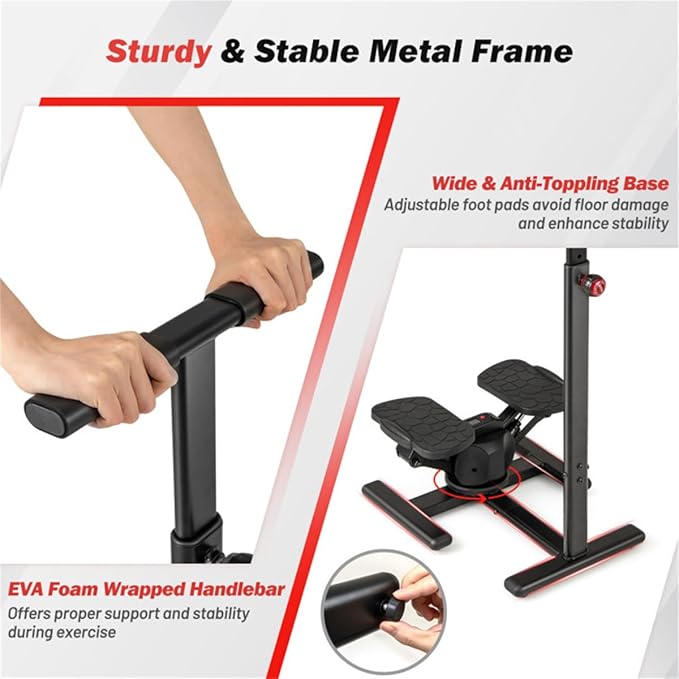 Multi-Functional Exercise Stepper with Step & Twist Design – 300 lb Capacity, Non-Slip Pedals & Stable Metal Frame Cardio Step Machine for Home Workouts
