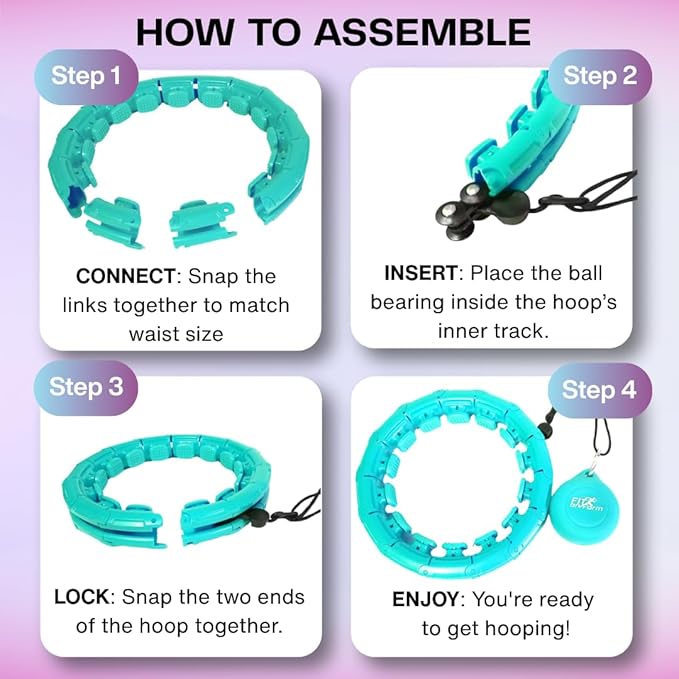 FIT ON FORM Infinity Weighted Hula Hoop for Adults Weight Loss, Smart Exercise Hola Circle Hoop for Women Abs Workout