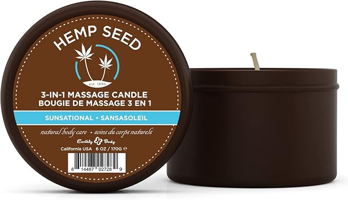 3-in-1 Massage Candle, Sunsational Scent - 6 oz. - Candle, Massage Oil & Moisturizer in One - Coconut, Apricot & Soybean Oil - Vegan & Cruelty Free