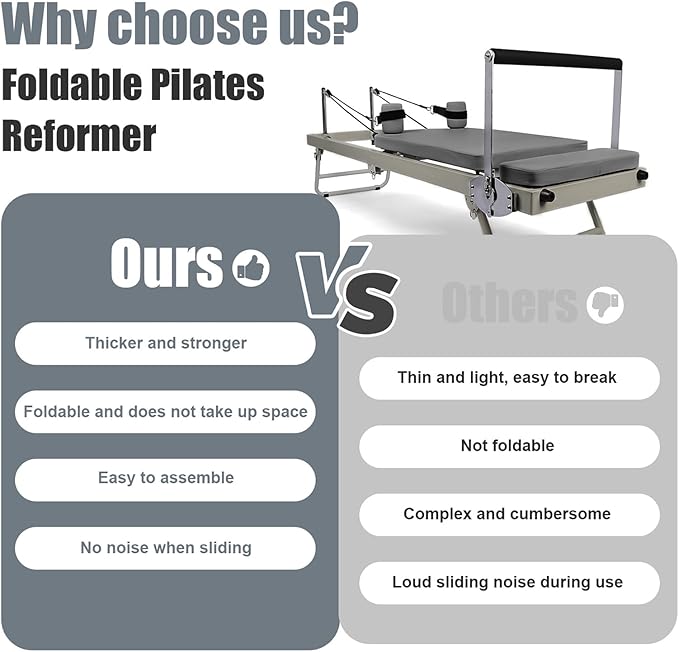 Pilates Reformer,Foldable Reformer Pilates Machine & Equipment for Home Use and Gym Workout,Portable Pilates Reformer,Suitable for Advanced and Beginners Users, Up to 300 Lbs Weight Capacity,Black