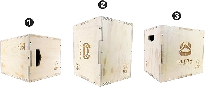 Wooden Plyo Box, 31 Plyometric Jump Training Squat, Step Up, Jumps & More Workout Size S, M, L, XL