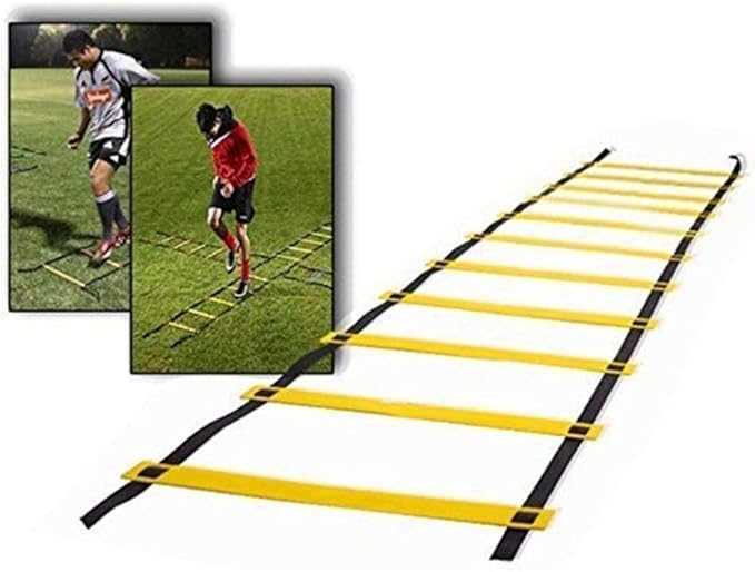 Agility Ladder Speed Training Set: 16 Rung 8M Soccer Training Equipment for Kids with 12 Cones, Carrying Bag for Football Exercise Sports Footwork Training (Large)