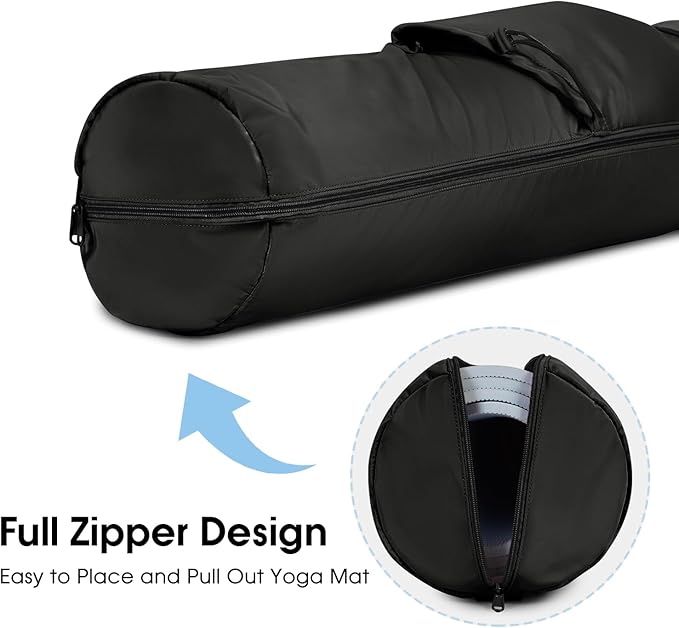 sportsnew Yoga Mat Bag, Full Zip Cargo Yoga Mat Carrier Bag with Drawstring Water Bottle Pocket and Bottom Wet Pocket, Exercise Yoga Mat Carrier Holder Multi-Functional Storage Bag Patent Pending