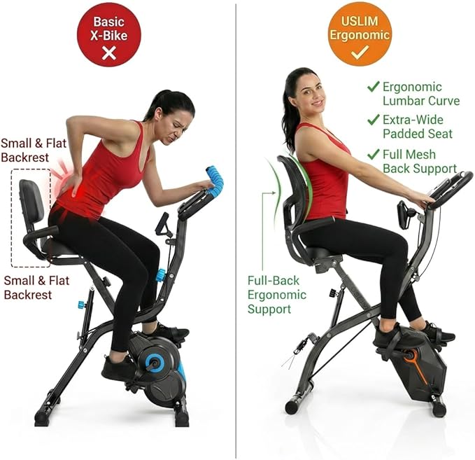 Foldable Exercise Bike Stationary Bikes for Home, 5 IN 1 Indoor Workout Bike, Cycling Bike with 16-Level Quiet Magnetic Resistance, 6.6 LBS Flywheel and 300LBS Capacity for Senior and Home Workout