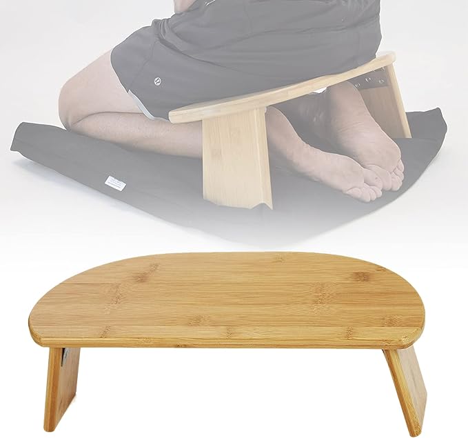 Foldable Meditation Bench, Solid Bamboo Wood Yoga Stool, Multifunction Ergonomic Kneeling Meditation Bench(50 * 19 * 18 cm)