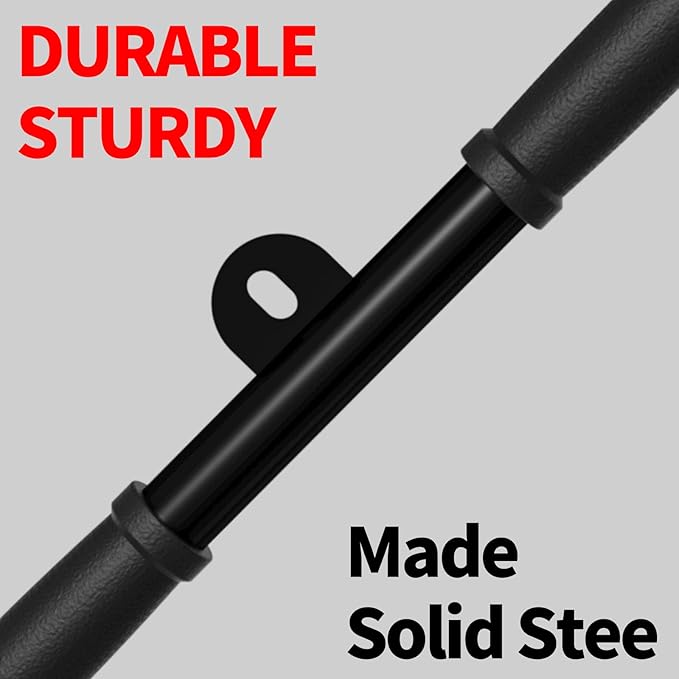 JEEKEE Straight Bar Cable Attachment with Fixed Ring, Non-Slip Tricep for Tricep Pull Down, LAT Pull Down Bar for Home Gym Equipment, Cable Attachments for Seated Rowing & Strength Training