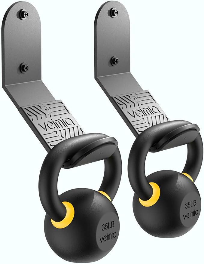 veimia Kettle Bell Wall Rack, Wall Mounted Kettle Bell Storage Hanger, Gym Storage Mount for many Size Kettlebell, Kettlebell Rack with rubber mat is choice for home or commercial gyms