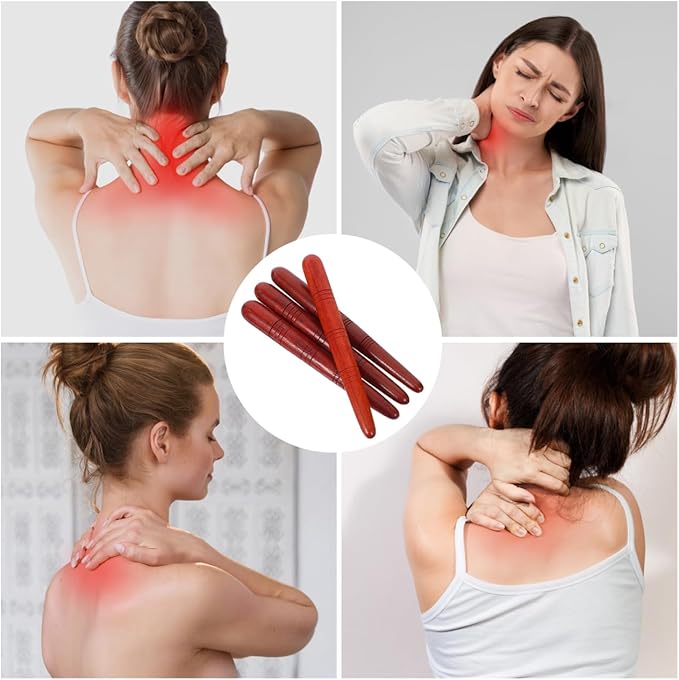 4Pcs Manual Acupressure Pen Wooden Thai Massage Stick Rod Deep Tissue Massage Tool Trigger Point Relief Pain Therapy Tools Full Body Relaxing Gifts Acupressure Pen,Acupressure Tools