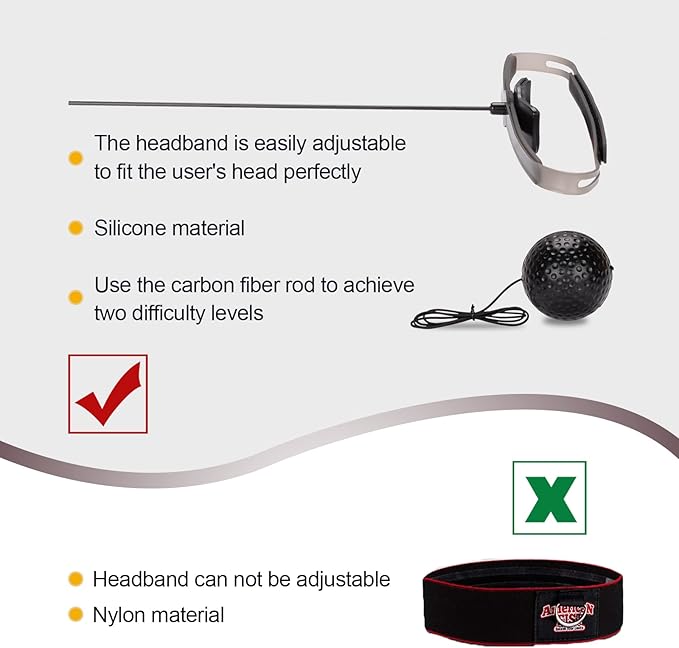 Hikeen Boxing Reflex Ball MMA Boxing Equipment 2 Difficulty Levels Adjustable for Adults and Kids Agility Training Punching Speed and Hand Eye Coordination Training