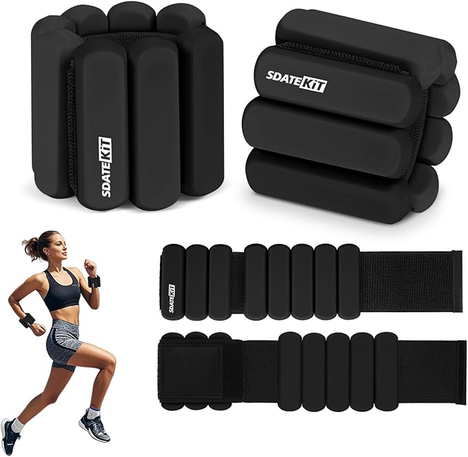 Wrist and Ankle Weights for Women & Men 2 Pack (1lb Each), Adjustable Silicone Wearable Arm & Leg Weights for Pilates, Gym, Yoga, Cardio, Strength Training