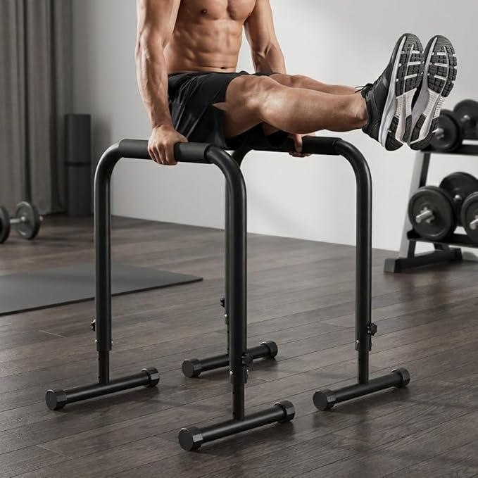 Adjustable Dip Bars, 440LBS Heavy Duty Dip Station for Home Gym, Stable Calisthenics Bars with Anti-Slip Grips for Upper Body Workout, Push Up Bars Portable Dip Stand (32"-36" Height)