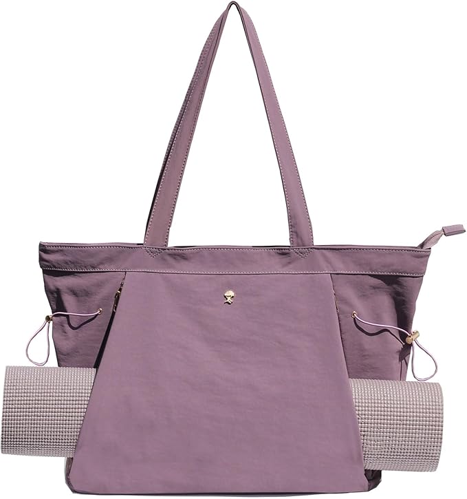 ESVAN Yoga Tote Bag for Women Shoulder Bags Drawstring for Office Workout Travel Carryall Pilates Gym and Beach