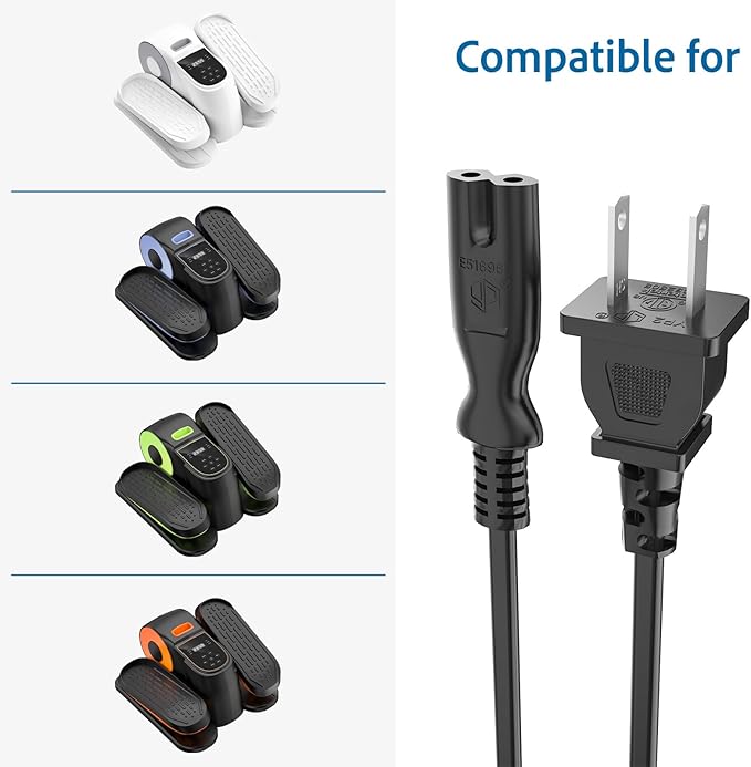 Power Cord 8.2ft for Under Desk Elliptical Leg Exerciser While Sitting for Seniors