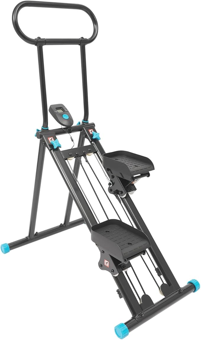 Stair Stepper for Home Gym, Folding Vertical Climber, Adjustable Handrail Height Foldable Cardio Exercise Machine Low Noise with Anti-Slip Foot Covers, High Weight Capacity
